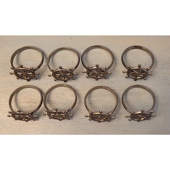 Napkin Ring Holders Nautical Ships Wheel (Set Of 8) - Picture 6 of 8